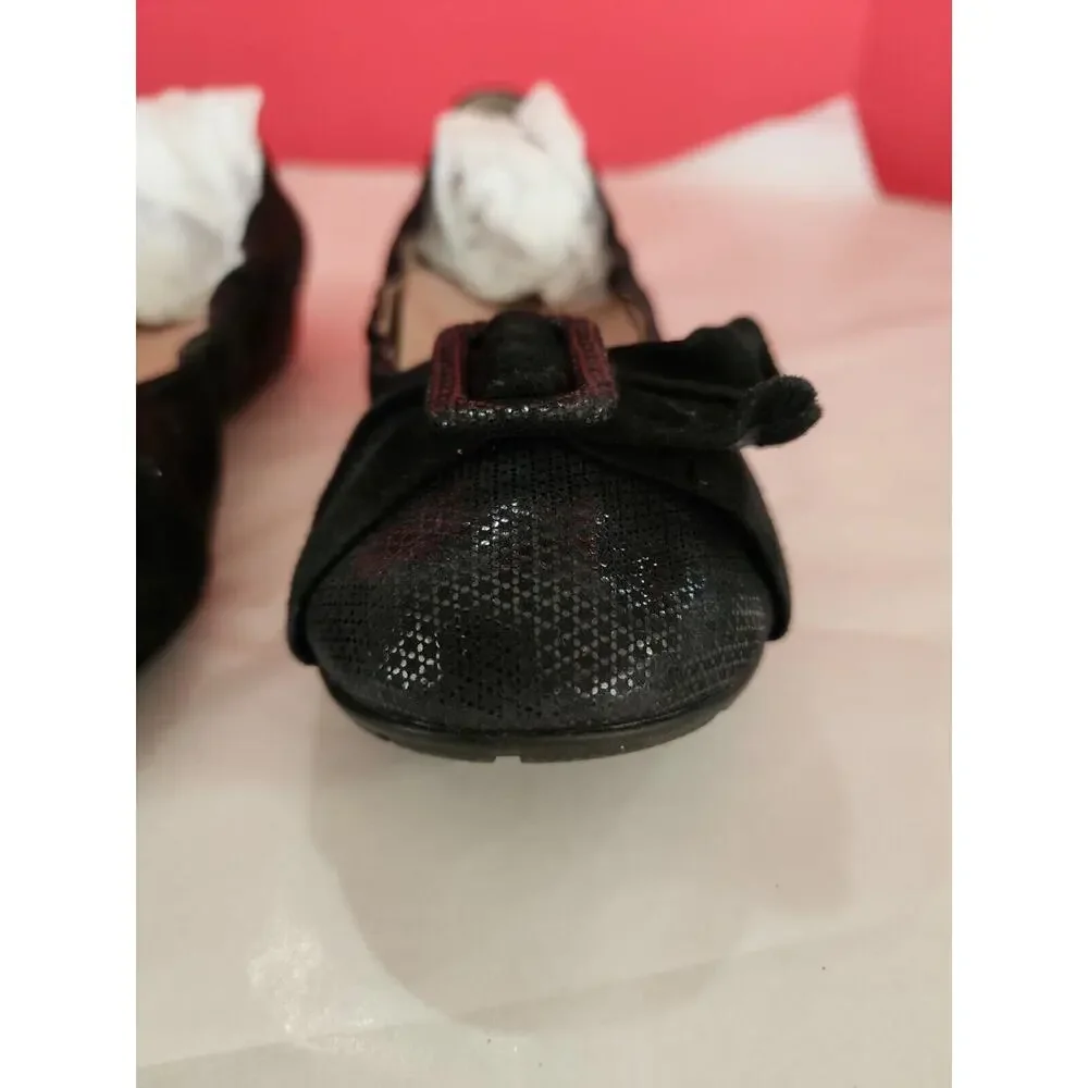 Abeo Bio System Tabitha Black Leather Ballet Flats Shoes Women Sz 6 N narrow